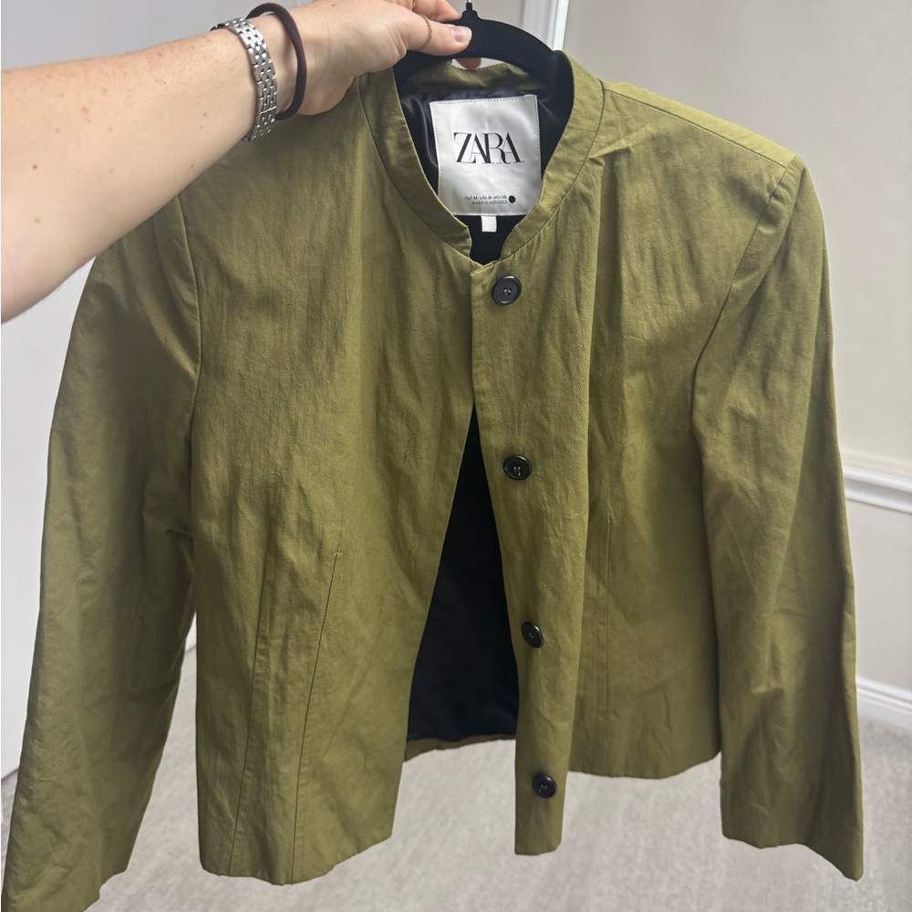 Zara Olive Green Button-Up Jacket